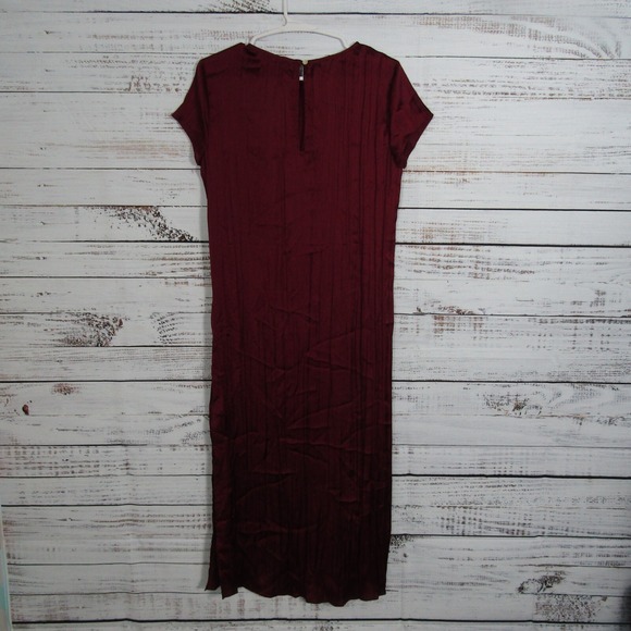 Madewell NEW NWT Womens Small Red Short Sleeve Slip Midi Dress Crinkle - Picture 6 of 6